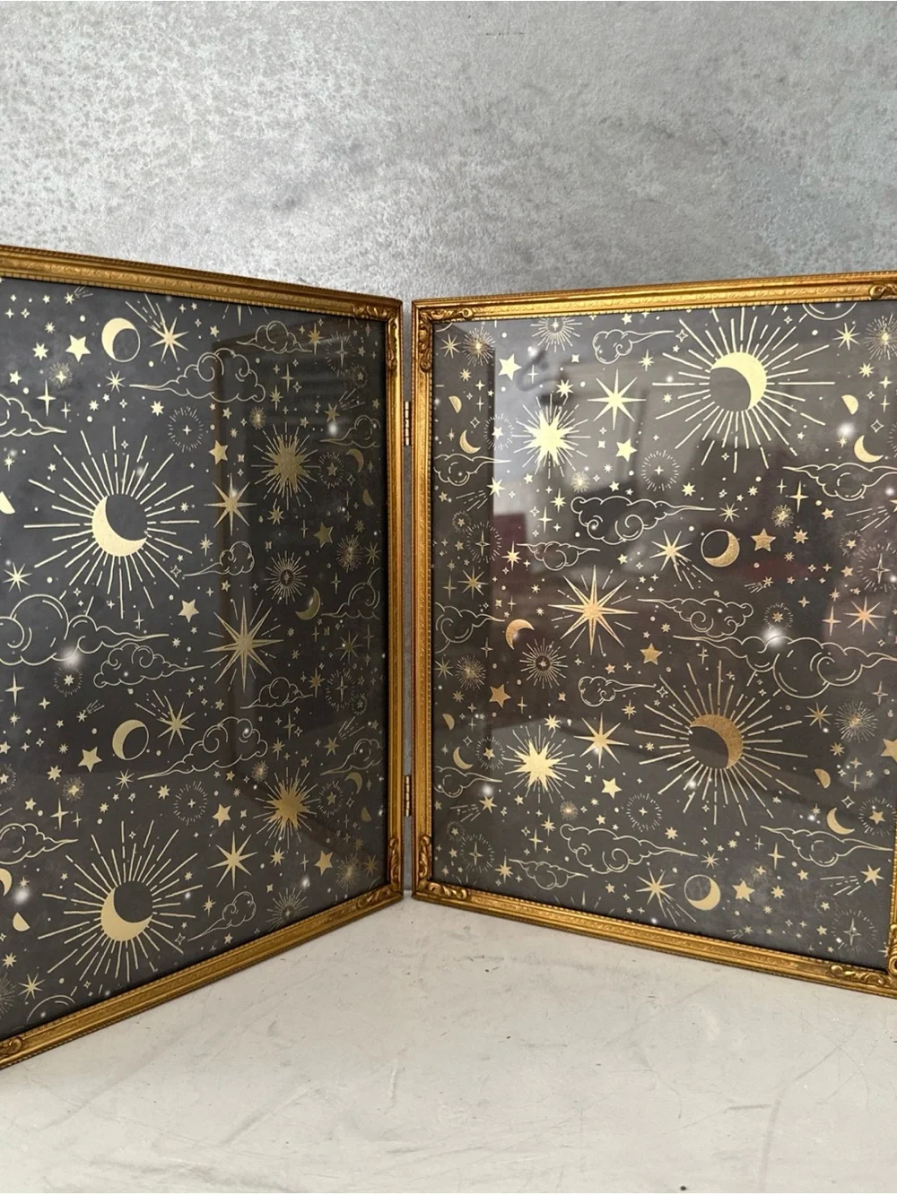 Vintage ORNATE DANISH Bi-Fold Picture Frame 8